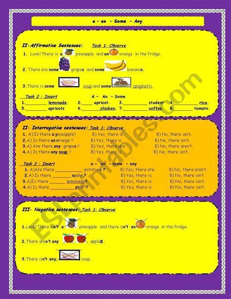 A An Some Any ESL Worksheet By Engtech