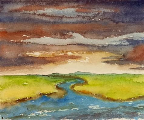 OT Wolken Aquarell Landschaft Von Ullysses Kunstnet