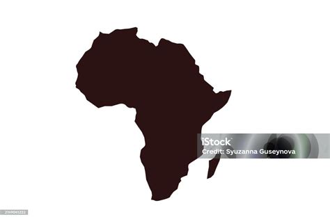 Africa Map Silhouette Isolated On White Background African Day