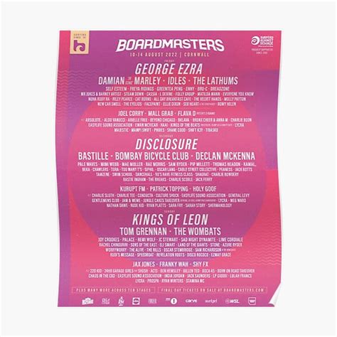 2022 Boardmasters Festival Lineup Premium Matte Vertical Poster Sold By