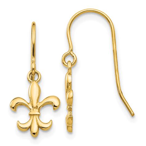 14k Fleur De Lis Dangle Earrings Ye1677 Ebay