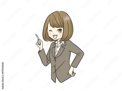 人差し指を立てているスーツ姿の女性 Stock Illustration Adobe Stock