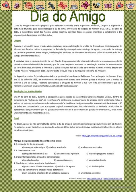 Dia do amigo: Português PLE apostilas pdf & doc