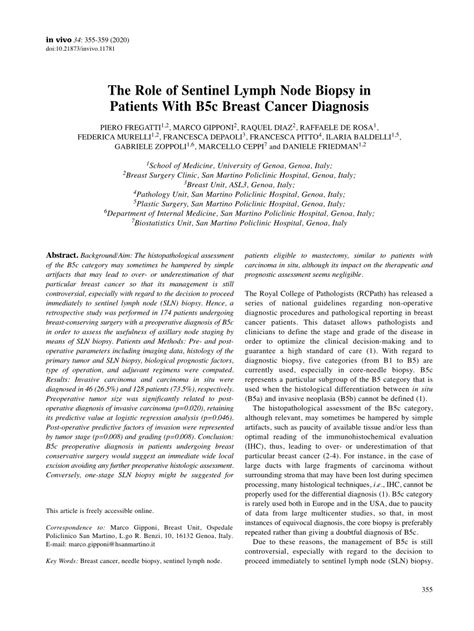 PDF The Role Of Sentinel Lymph Node Biopsy In Patients With B5c