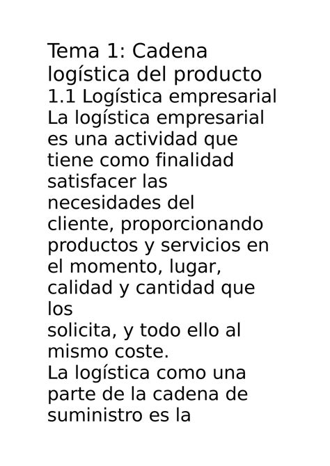 Tema 1 Tema 1 Cadena logística del producto 1 Logística empresarial