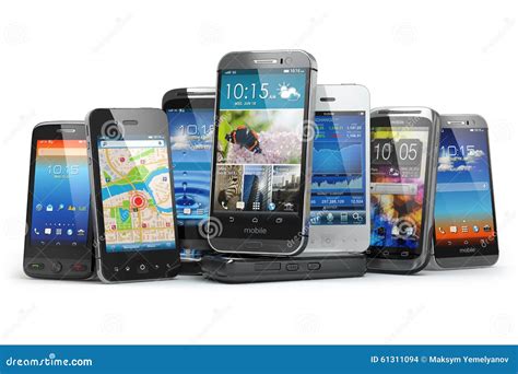 Choose Mobile Phone. Row of the Different Smartphones Stock Photo - Image of mobile, gadget ...