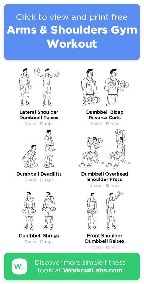 Arms And Shoulders Gym Workout Click To View And Print This Illustrated