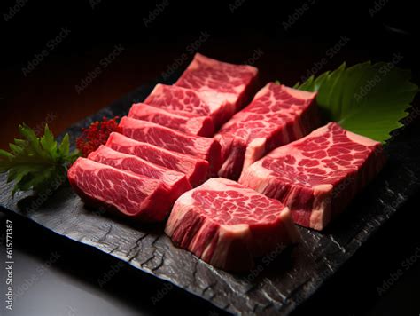 A Platter Of Kobe Beef Known For Its Exceptional Marbling And