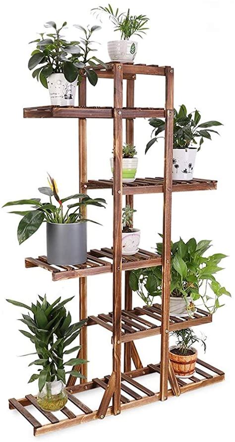 Unho Plant Shelves Flower Shelf Wooden Plant Stand Indoor Outdoor