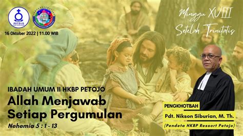 Ibadah Umum Ii Hkbp Petojo Minggu Oktober Minggu Xviii