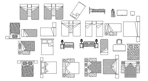 Single And Double Bed Plan And Elevation Of Furniture Different Design In Autocad Cadbull