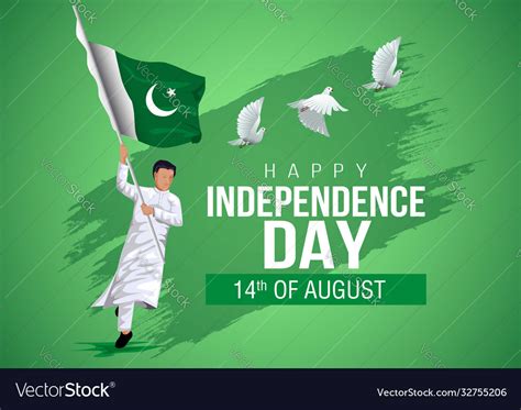 Th August Happy Independence Day Pakistan Vector Image