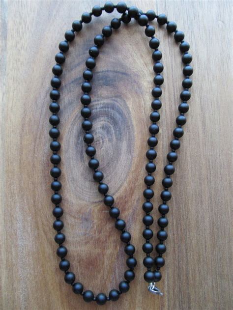 Men S Matte Onyx Beaded Necklace Mm Mens Necklace Etsy