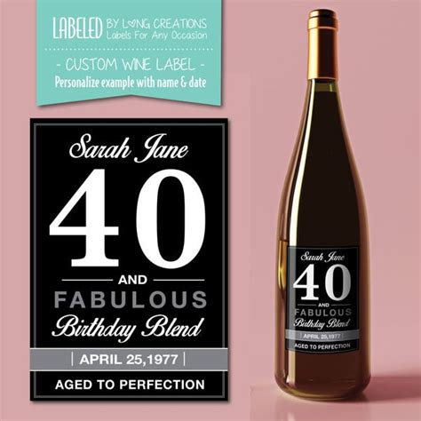 40th Wine Labels Etsy