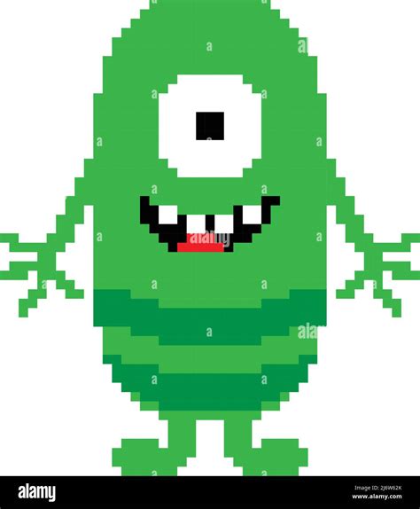 Alien Or Monster Pixel Art Vector Illustration Alien Vector Image