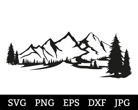 Mountain SVG DXF Mountain Forest SVG Pine Trees Pacific - Etsy