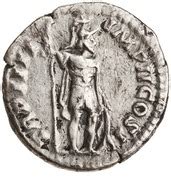 Denarius Lucius Verus TR P IIII IMP II COS II Mars Roman Empire