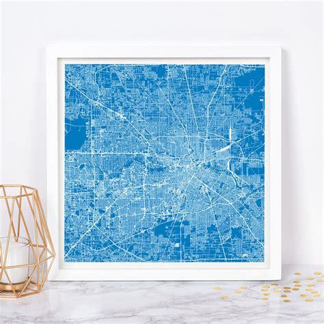 HOUSTON CITY MAP Fine Art Map Poster Modern Texas United - Etsy