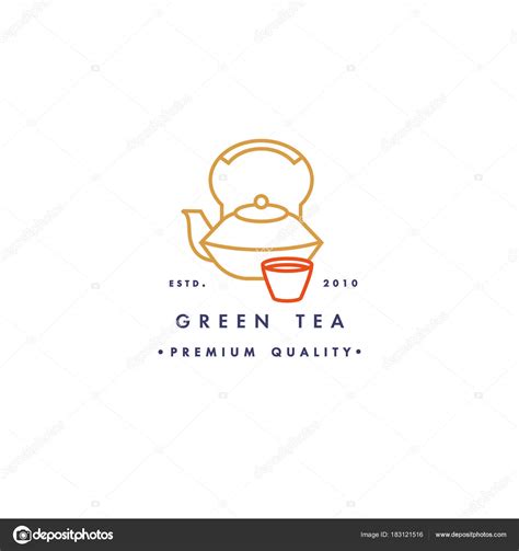 Vector Logo Design Template And Emblem Or Badge Asian Green Tea