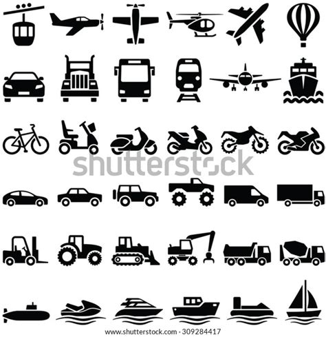 Colecci N De Iconos De Transporte Silueta Vectorial