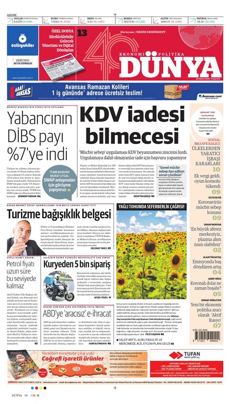 Dünya Gazetesi 20 Nisan 2020 by Dünya Gazetesi Issuu