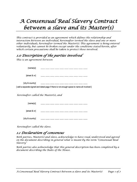 Bdsm Slave Contract Fill Online Printable Fillable Blank Pdffiller