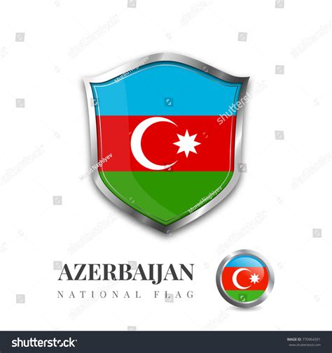 Azerbaijan Flag Emblem Metal Shield Royalty Free Stock Vector