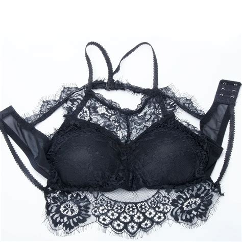 Buy Sexy Fashion Lace Padded Halter Bras Perspective Bustier Floral Women