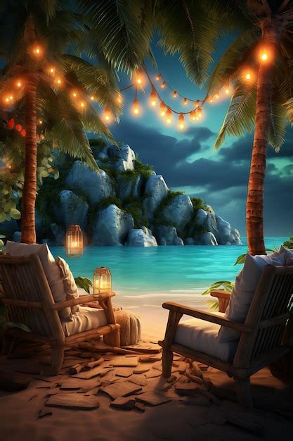 premium photo backdrop  tropical island beach backdrop palm tree