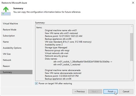 Step Finish Working With Wizard Veeam Backup For Microsoft Azure