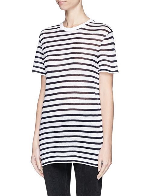 Lyst T By Alexander Wang Stripe Linen T Shirt In White