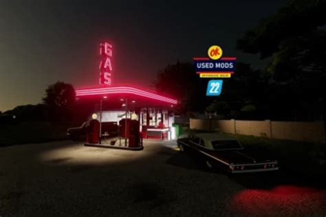 FS22 Old Retro Gas Station v 1 0 0 0 Placeable Objects Mod für Farming