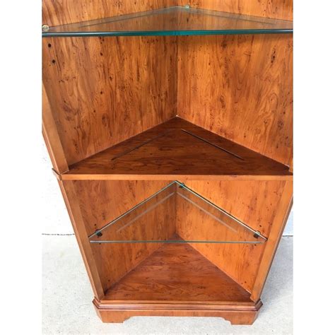 B Drexel Heritage Yorkshire Yew Wood Lighted Corner Display Cabinet Chairish