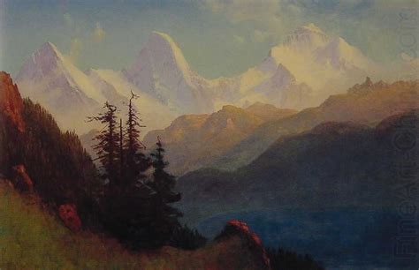 Sunset Over A Mountain Lake Albert Bierstadt Wholesale Oil Painting