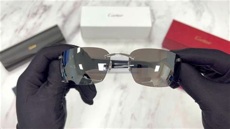 Cartier Grey Genuine Horn Rimless Sunglasses Iconic C Décor Model