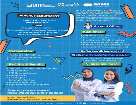 Lowongan Kerja Account Officer Di PT PNM Mekaar LokerJogja ID