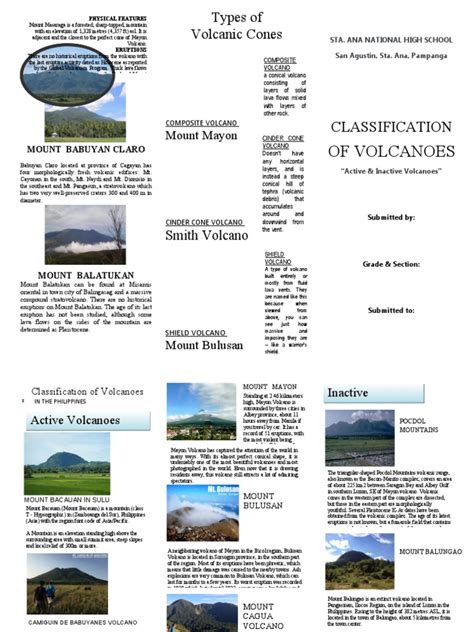 Active And Inactive Volcanoes Brochure Pdf Volcano Types Of Volcanic Eruptions