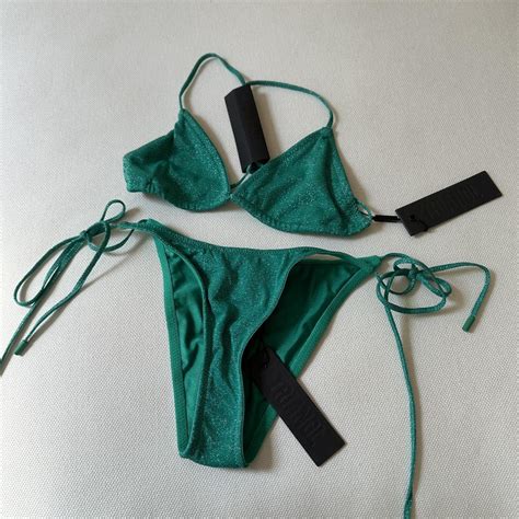 Triangl Green Sparkly Bikini Set Brand New Depop