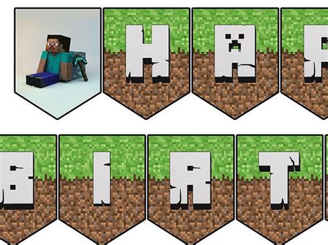 Minecraft Happy Birthday Printable Banner By PercisionLaserCraft