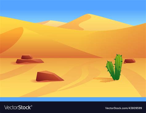 Bright colorful desert landscape with sand dunes Vector Image