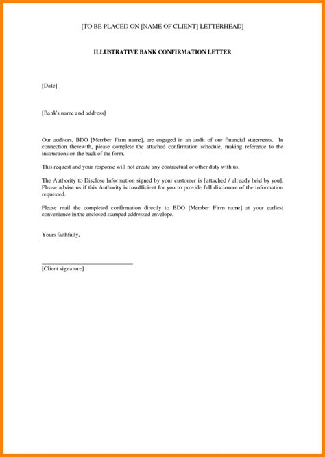 Bank Confirmation Letter Template Confirmation Auditor Seek