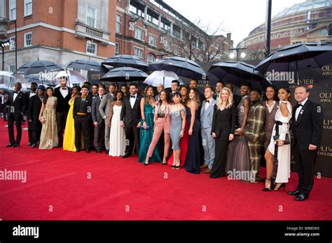 The cast of the musical Hamilton arriving for The Olivier Awards at the ...