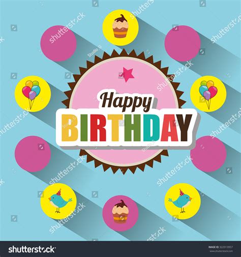 Happy Birthday Colorful Card Design Vector Royalty Free Stock Vector 322913957