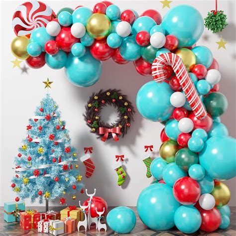 Christmas Balloon Garland Arch Kit Teal Christmas Balloons