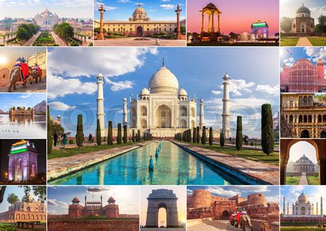 India Photo Collage Famous Sights In One Picture Stock Image Colourbox