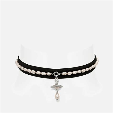 Vivienne Westwood Aleksa Silver Tone Faux Pearl Choker