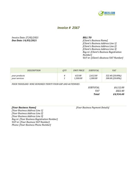 Vat Invoice Template In Mauritius