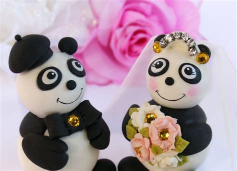 Panda Unique Animal Wedding Cake Topper Panda Couple Panda Etsy