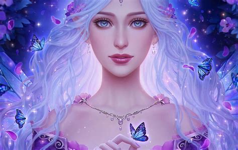 1920x1080px 1080p Free Download Fantasy Elf Aqua Eyes Face Girl White Hair Woman Hd