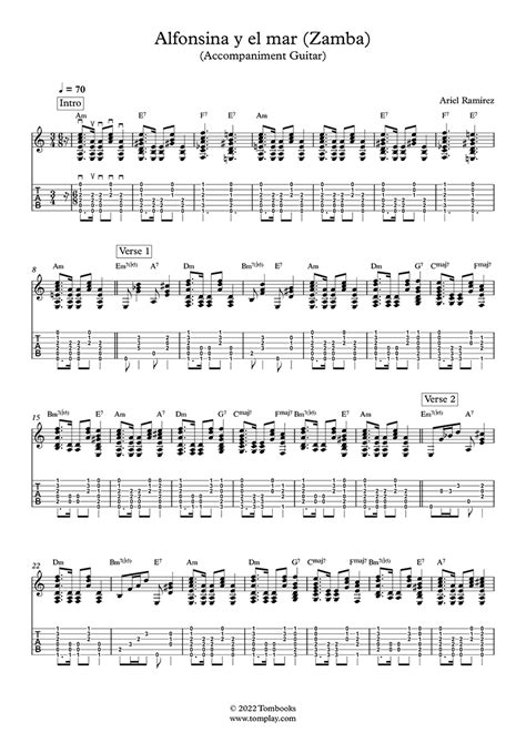 Free sheet music Ramírez Ariel ramirez alfonsina y el mar Guitar